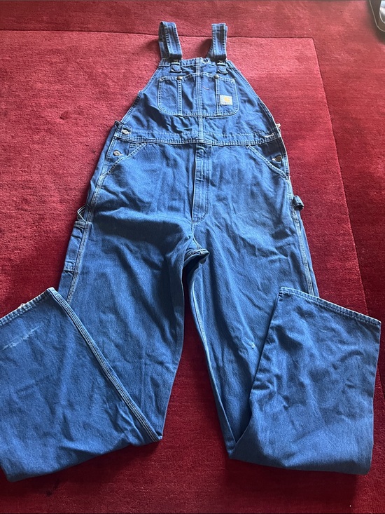 Carhartt Pants - Carhartt Vintage 90s Blue Cotton Denim Bib Overalls  Made In USA